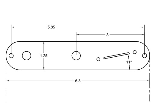 Angled Tele plate dimensions