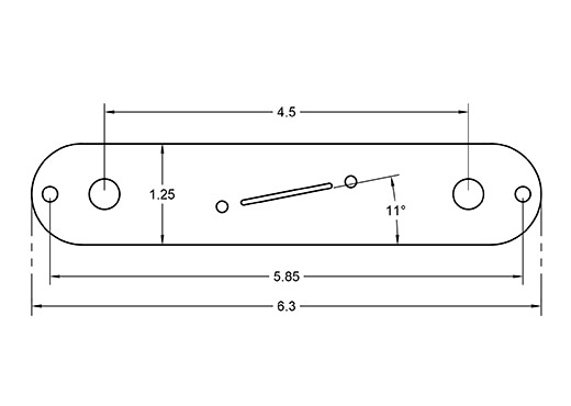 Center Angle Tele plate dimensions