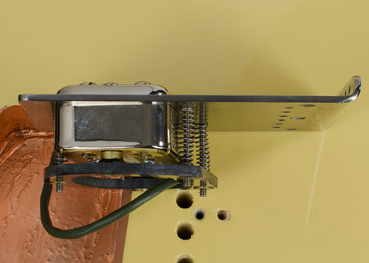 Side view of RockRabbit Teletron Bridge with installed Filtertron pickup